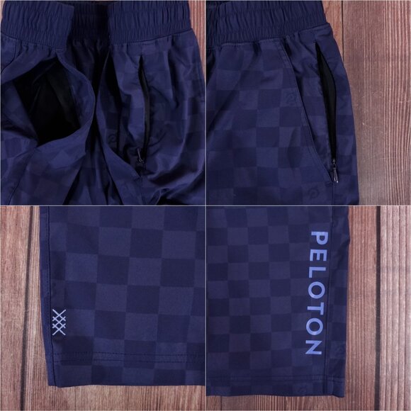 Rhone X Peloton Mens Medium Unlined Gym Training Shorts Navy Checkered Pattern - Picture 6 of 14